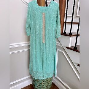 Large embroidered chiffon sequins Indian Pakistani outfit